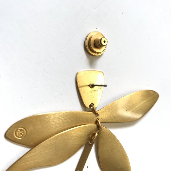 Tory Burch Articulated Dragonfly Drop Earrings Womens Brass Gold Dangle Post 3" - Picture 11 of 12